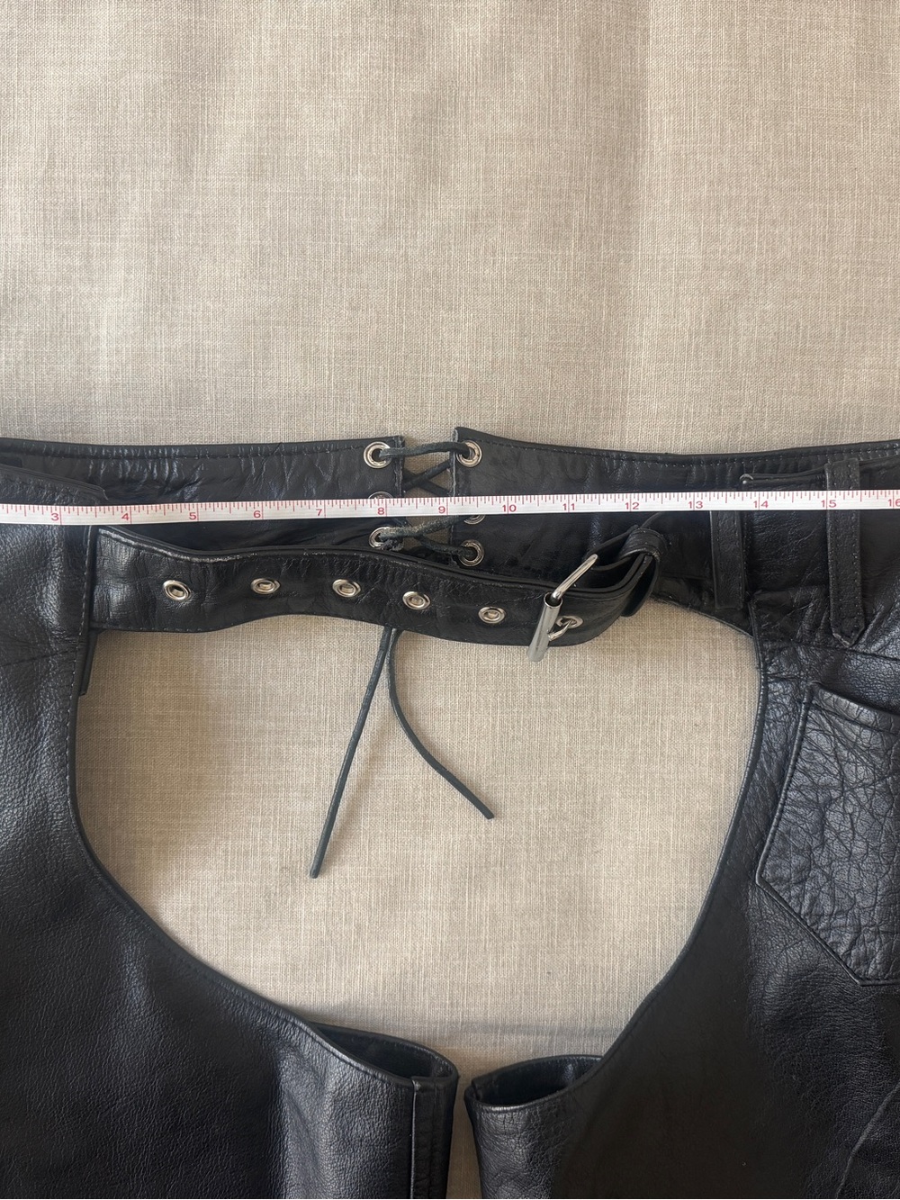 Black Leather Fringe Women's Motorcycle Chaps - Picture 6 of 7